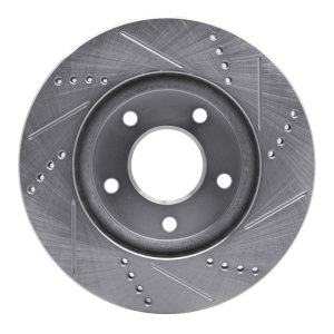 Dodge Caliber Brake Rotor (1) - Front Left - R1 Concepts - Drilled & Slotted - Silver - `07-`17